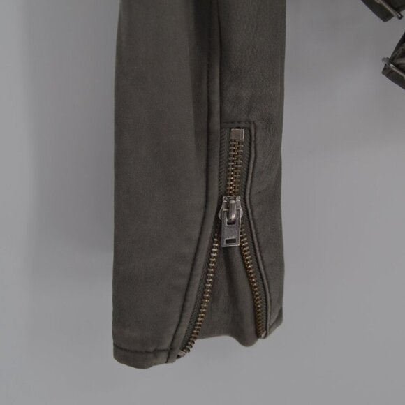 IRO Ashville Lamb Leather Moto Jacket Gray Women's 36 S Cropped Biker Zip Sleeve - Picture 8 of 10